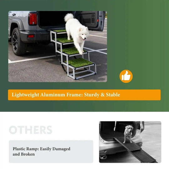 Foldable Dog Ramp For Cars, SUVs, Trucks, Portable Pet Dog Stairs For Large Dogs With Non-Slip Surface Reinforced Design, ...