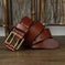 cowhide leather belt | vintage brass buckle | 15 inch mens belt | energy saving