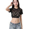 lace blouse for women | o-neck short sleeve top | fake collar blouse | energy saving