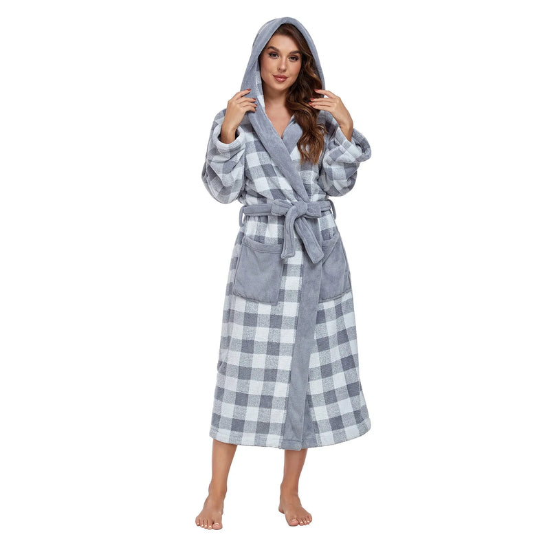 RONGTAI Luxury Plush Absorbency Robe For Women Extra Long Fleece Bathrobe With Hood & Pockets Warm Terry Cloth Loungewear Meifu Market