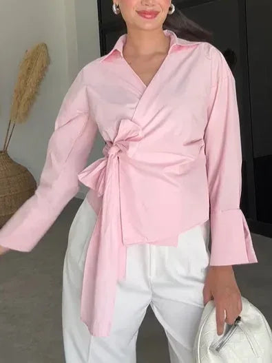 asymmetric strap top | premium cotton blend | versatile work blouse | ultrasonic cleaning