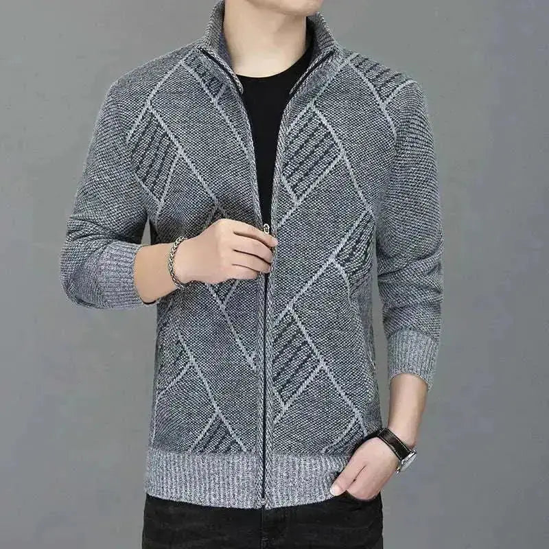 cashmere blend cardigan | thick knitted jacket | mens zipper sweater | ultrasonic cleaning