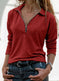 Fabric Lapel Zipper Casual Long Sleeve Women Meifu Market