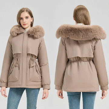 Waist Trimming Short Hooded New Big Fur Collar Coat Women's Clothing Meifu Market