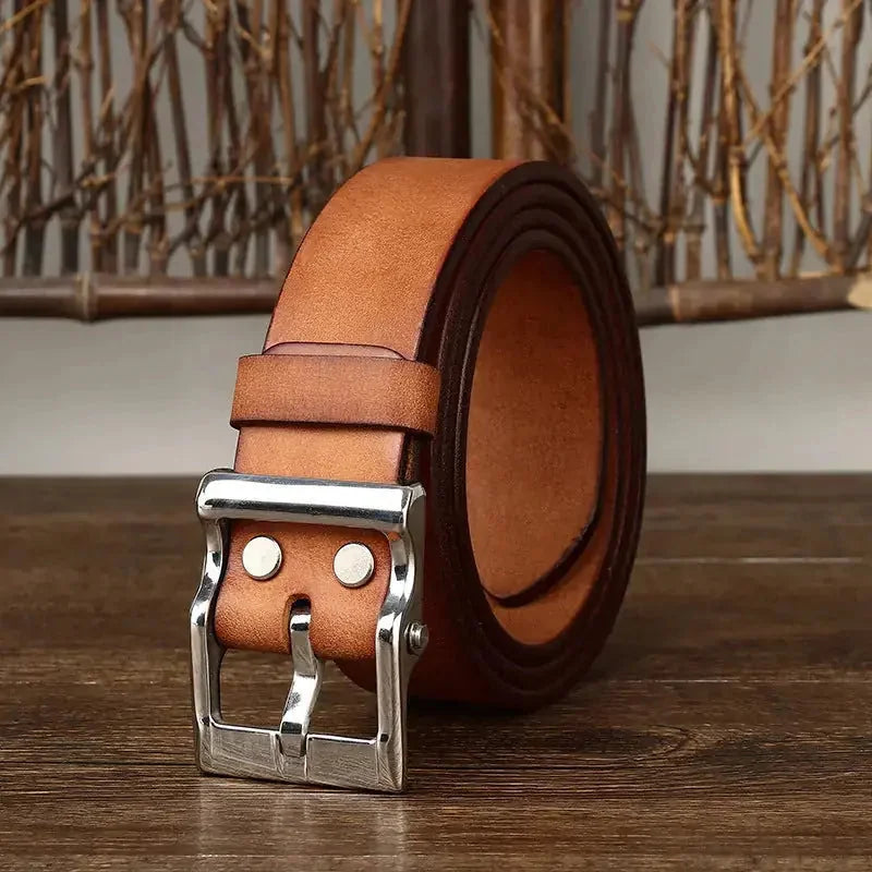 mens genuine leather belt | stainless steel buckle belt | first layer cowhide belt | ultrasonic cleaning