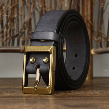 Thick First Layer Cowhide Brass Buckle Belt For Men meifu market