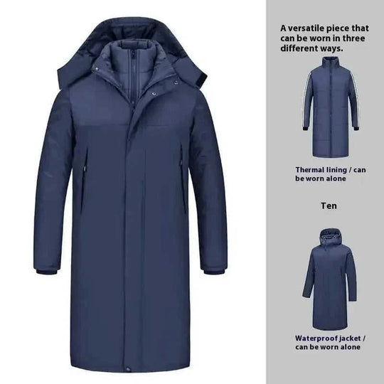 windproof waterproof jacket | heavy cotton shell coat | long outdoor jacket | energy saving