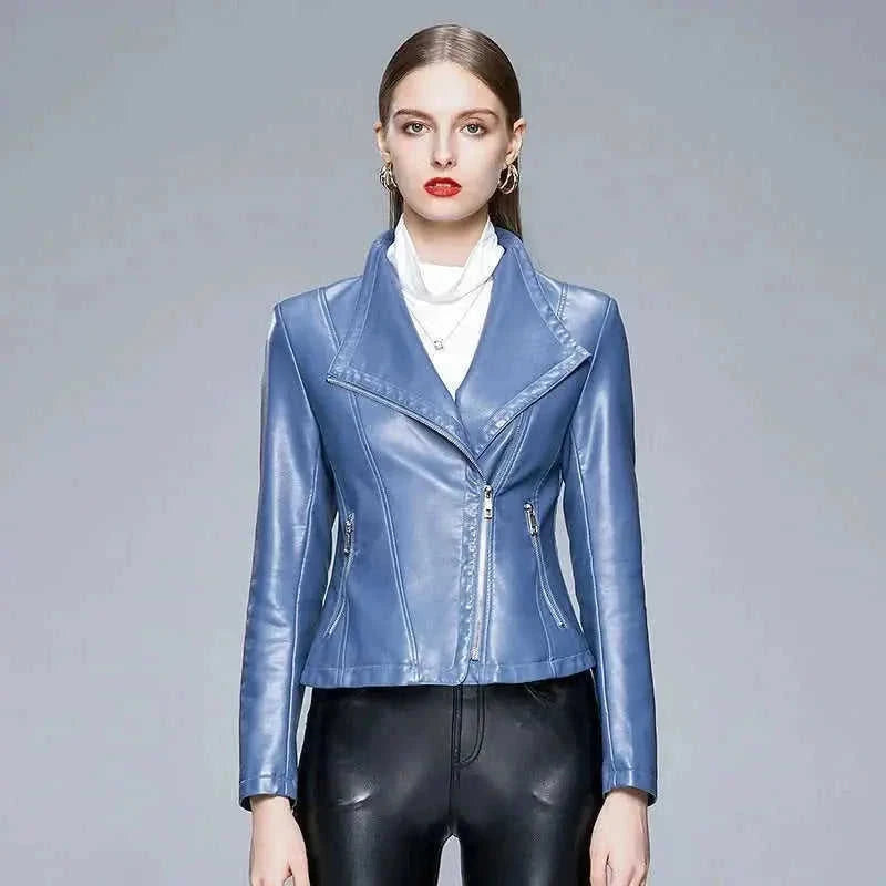 Ride with Style – Motorcycle Leather Jacket Featuring Sleek Double-Zipper Design - main view (material: leather | color:...
