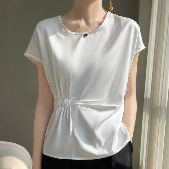 Crew-neck Simple All-match Drawstring Short-length Short-sleeve T-shirt M - 2 pk air cloud jersey meet and greet length sh...