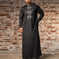 Men's Embroidered Muslim Robe | Long Sleeve Arabic Thobe | Black S - lifestyle usage image