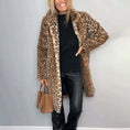Women's Leopard Print Plush Jacket, Cozy Loose-Fit Warm Coat Elegant Medium-Length Fall Winter Outwear Meifu Market