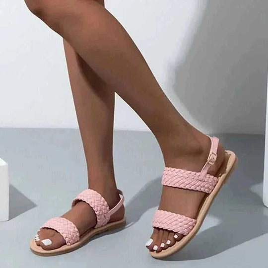 woven leather sandals for women | adjustable ankle strap sandals | lightweight beach walking shoes | energy saving