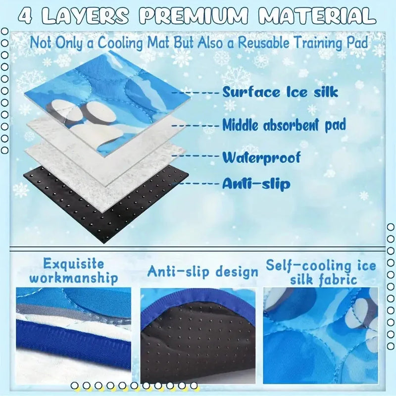 self cooling pet mat | washable cooling pad for dogs | ice silk dog cooling mat | energy saving