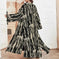 Middle East Dress Shawl Arabic Drop-shoulder Sleeve Printed Robe Black Apricot - yayuba boy's saudi arabic long sleeve rob...