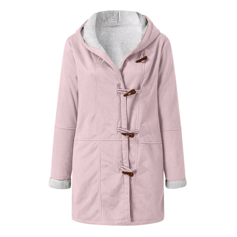 Winter Button Coat Fashion Warm Hooded Jacket With Pockets Women's Clothing Meifu Market