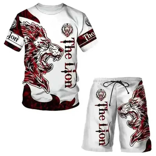 3D Printed Men's T-shirt Sports Suit - view 6 (material: polyester | pattern: solid, check | style: casual, retro |...