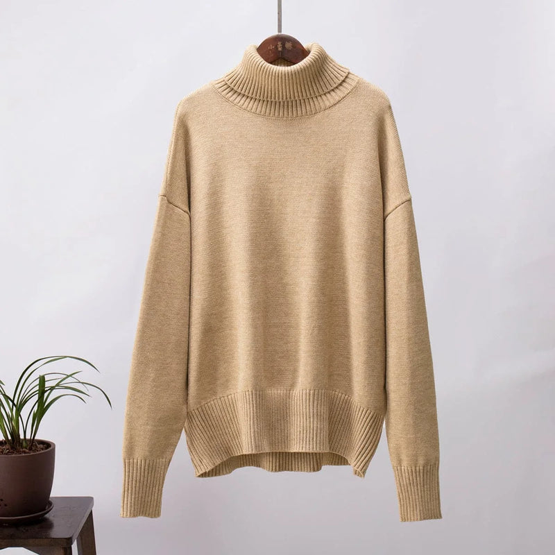 stretchable turtleneck sweater | breathable knit fabric | slim-fit womens sweater | energy saving