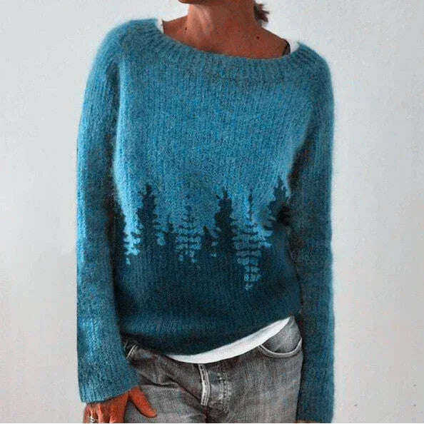Women's Knitted Pullover Sweater - Round Neck Multicolor Loose Fit Top Meifu Market