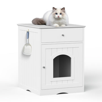 Wooden Pet House Cat Litter Box Enclosure, Side Table, Indoor Crate Meifu Market