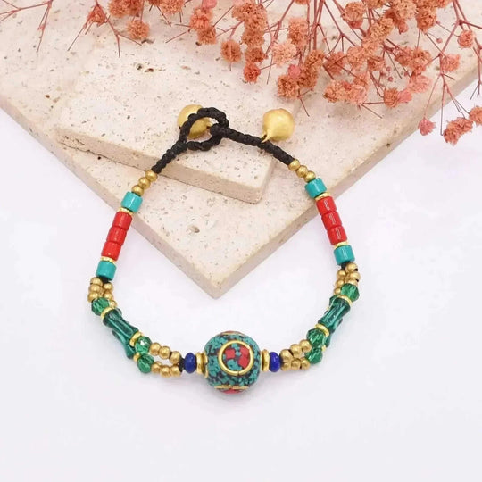 elastic turquoise bracelet | adjustable boho bangle | vintage tribal jewelry | ultrasonic cleaning