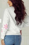 white flower pattern sweater | ribbed edge elegant sweater | womens floral knitwear | energy saving