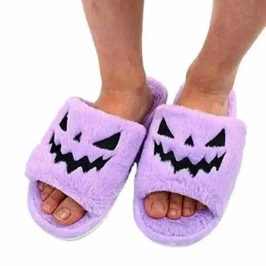 faux fur slippers for women | plush indoor house shoes | halloween costume slippers | energy saving