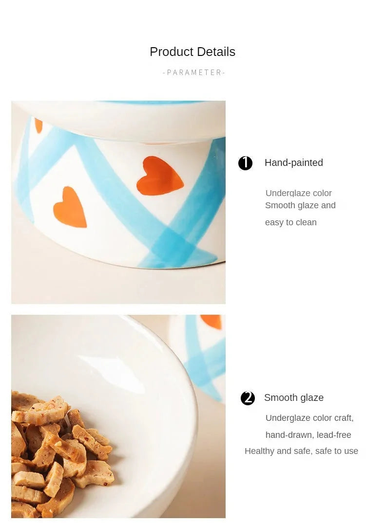 ceramic pet bowl | elevated dog bowl | inclined cat dish | energy saving