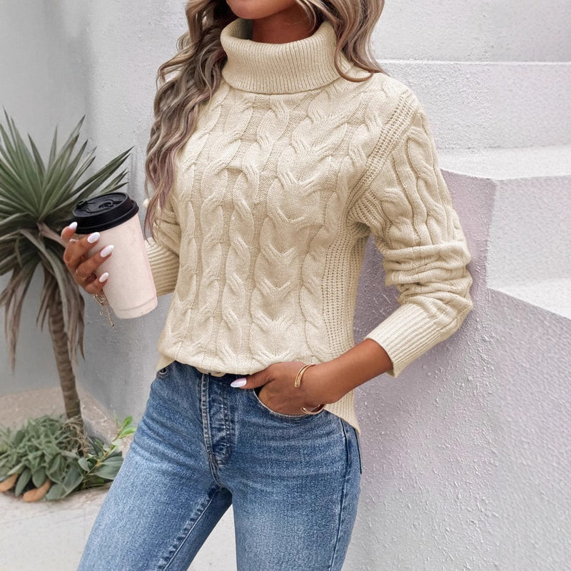 Women's Cable-knit Turtleneck Sweater Meifu Market