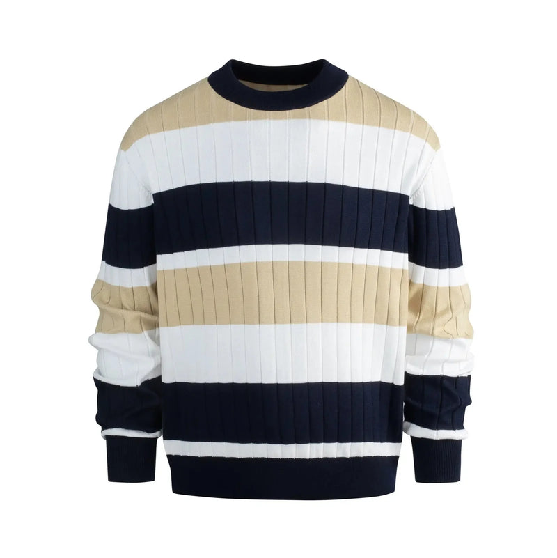 lightweight cotton blend pullover | striped long sleeve sweater | mens casual striped sweater | ultrasonic cleaning
