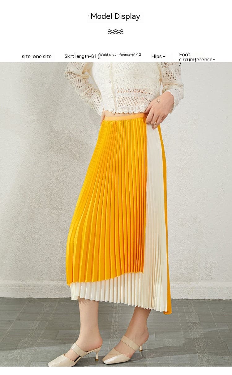 Women's Summer High Waist Irregular Color Matching Chiffon Skirt Meifu Market