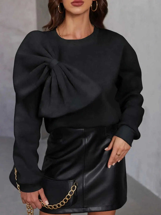 Loose Slimming Bow Long Sleeve Sweater Meifu Market