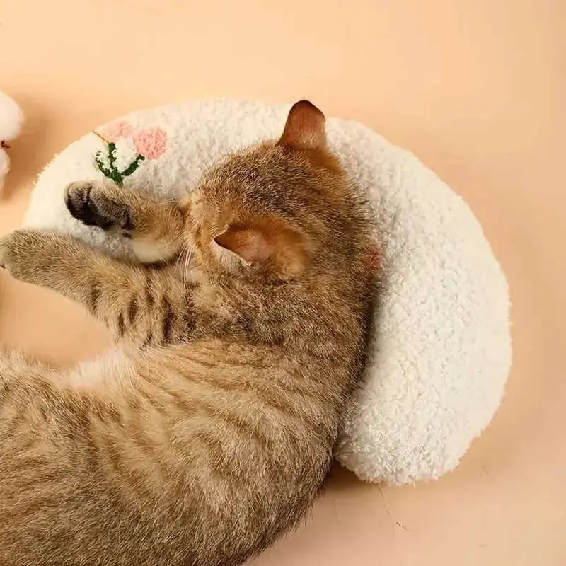 Cozy U-Shaped Pet Pillow - Ultra Soft, Fluffy, Calming Toy for Deep Sleep, Promoting Relaxation and Reducing Anxiety in Ca...