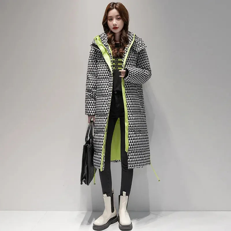 Plaid Down Cotton-padded Coat For Women Houndstooth Meifu Market