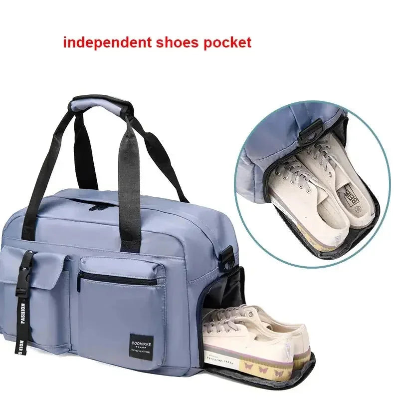 large waterproof gym bag | womens swim bag with wet pocket | yoga duffel bag for travel | energy saving