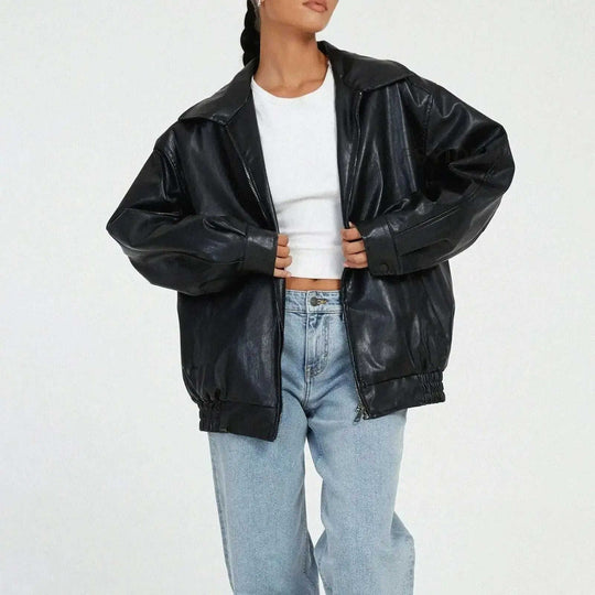 Leather Coat Women's Locomotive Style Top Meifu Market