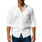 long sleeve stand collar shirt | mens casual shirt with pockets | cotton linen blend shirt | energy saving