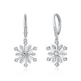 sterling silver earrings | zirconia snowflake jewelry | leverback dangle earrings | ultrasonic cleaning