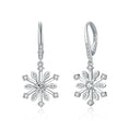 sterling silver leverback earrings | zirconia snowflake dangle earrings | hypoallergenic silver jewelry | energy saving