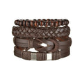 braided leather bracelet for men | vintage charm wood beads | adjustable wrap wristband | energy saving