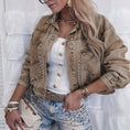 Women's Long Sleeve Rivet Studded Denim Jacket Casual Cropped Short Jean Coat Meifu Market