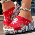Newspaper Skull Original Hem Platform Wedge Slides - Anklet Not Included Meifu Market