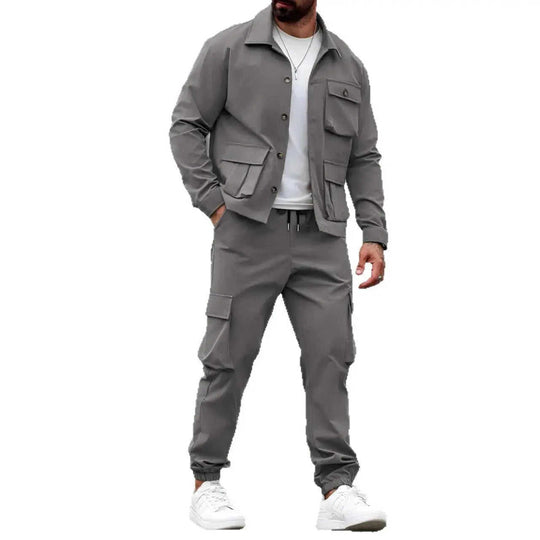 Cross-border Heavy Men's Vintage Overalls Jacket Multi-pocket Trousers Trendy Tough Guy Suit Meifu Market