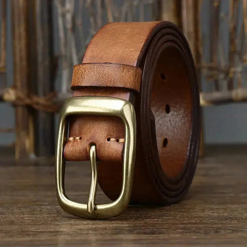 Men's Retro First Layer Pure Cattlehide Pin Buckle Belt meifu market