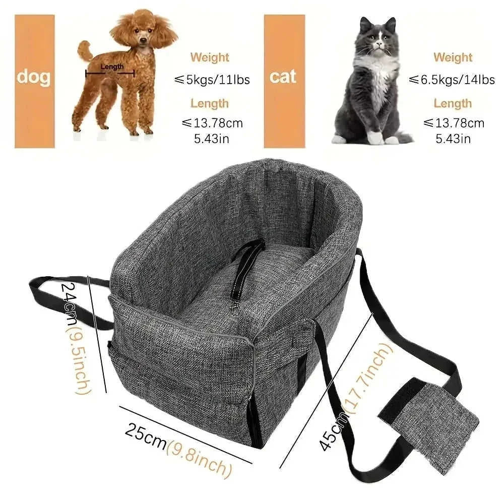 pet car seat with safety harness | waterproof dog car bed | portable pet carrier for cars | ultrasonic cleaning