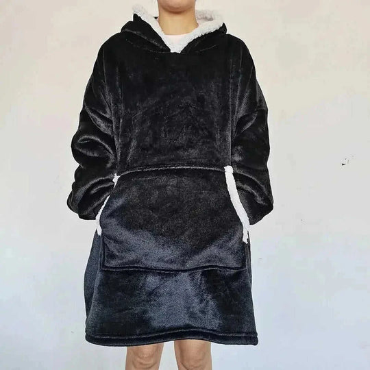 fleece-lined pullover | double layer composite fabric | thick flannel home wear | energy saving
