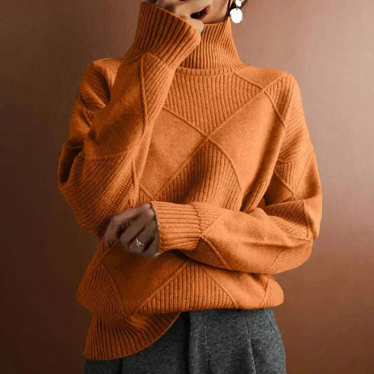 Turtleneck Sweater Women - Loose Knit Warm Pullover Solid Color Meifu Market