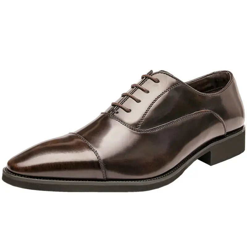 Patent Leather Three-joint Oxford Shoes Pointed Business Men's Soft Bottom Meifu Market
