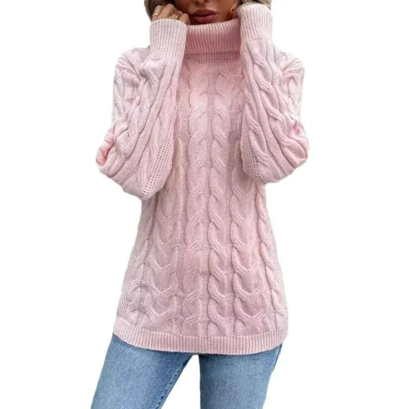 Women's Cable-knit Turtleneck Sweater Meifu Market