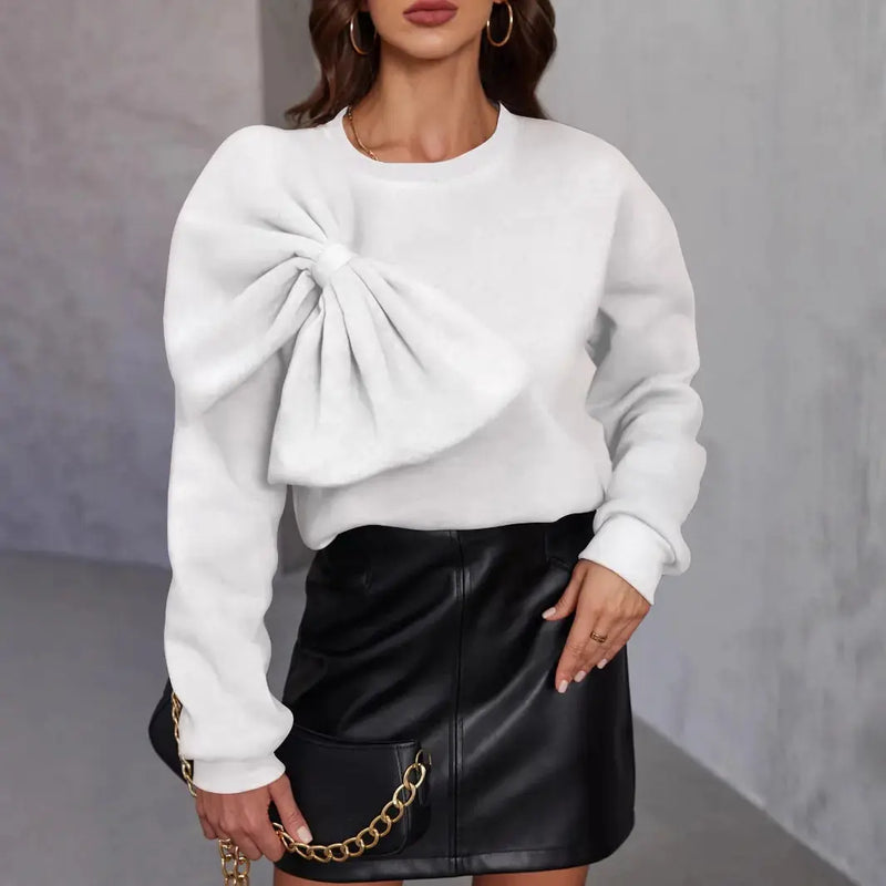 Loose Slimming Bow Long Sleeve Sweater Meifu Market