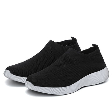 Stretch Mesh Breathable Flats Shoes Soft Sole Fly Knit Slip On Shoes Meifu Market